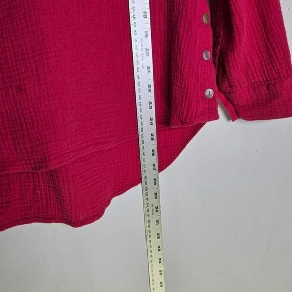 Soft Surroundings Womens Pink‎ Long Sleeve Buttoned Tunic Top S 100% Cotton - Picture 8 of 15